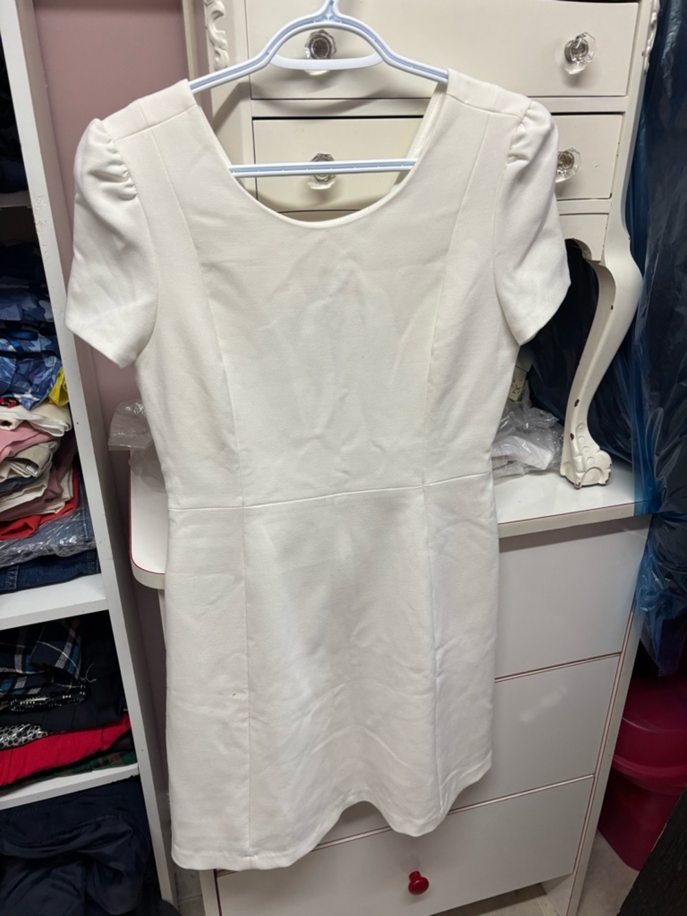Zara White Short-Sleeve Mini Dress